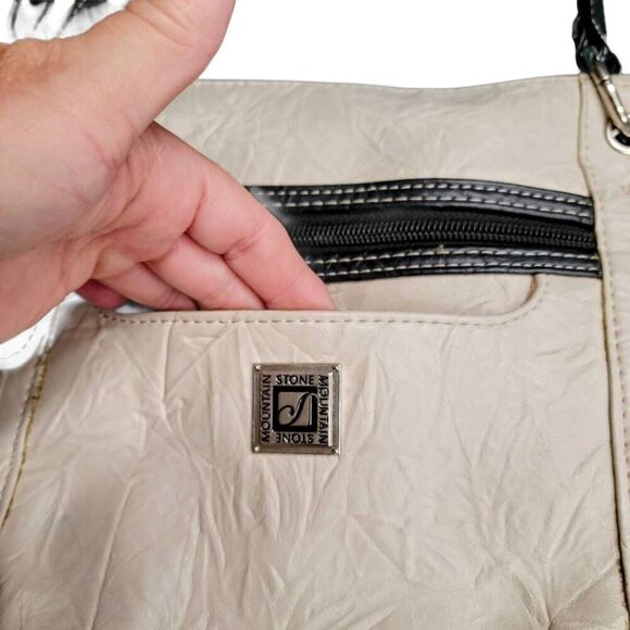 Stone Mountain Black and Off White Cream Crossbody Shoulder Bag - Picture 8 of 10